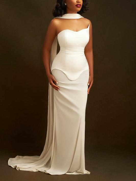 One Shoulder Elegant Corset Gown