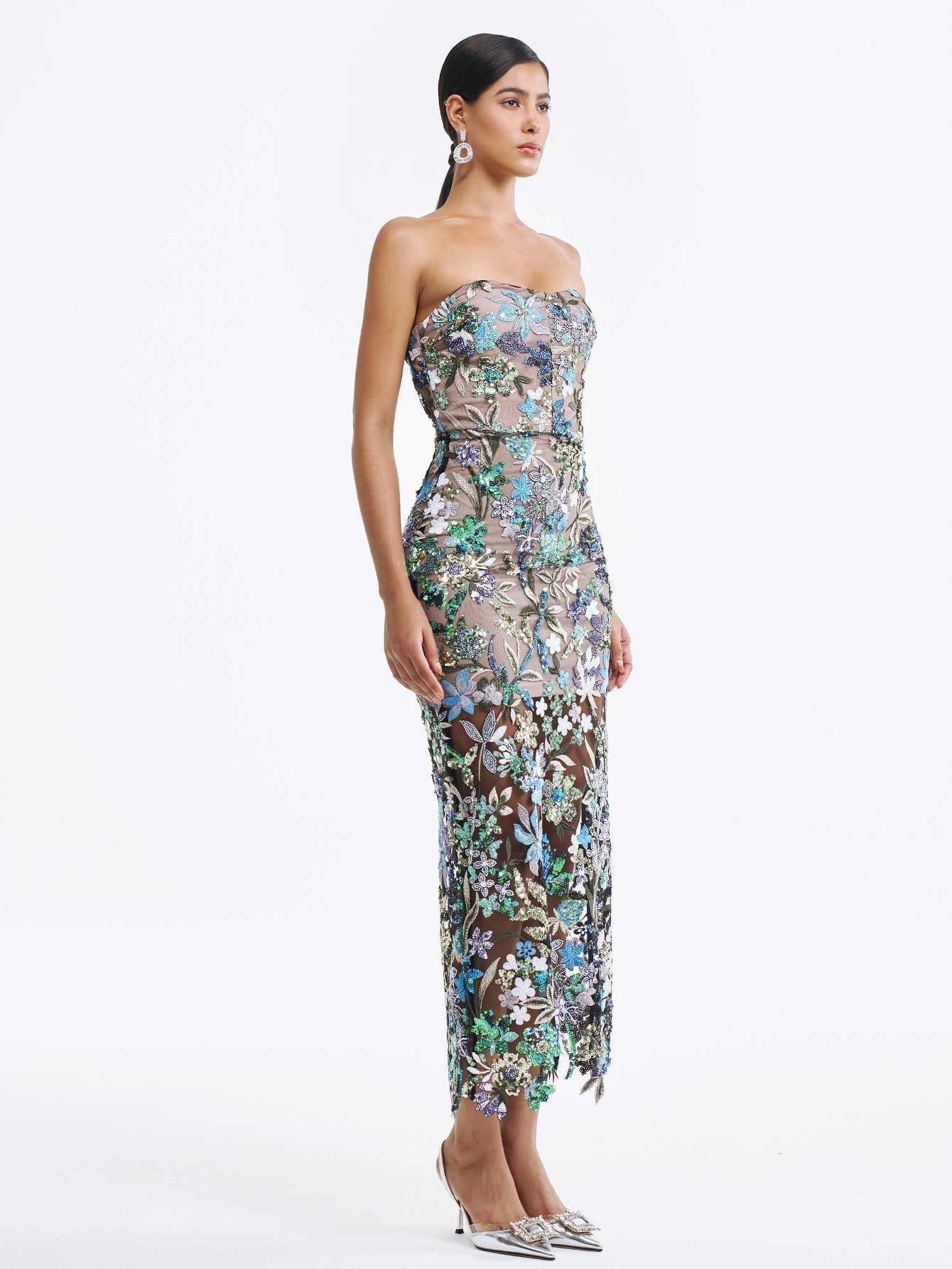 Sequin Embroidered Strapless Gown - Sparkling & Elegant