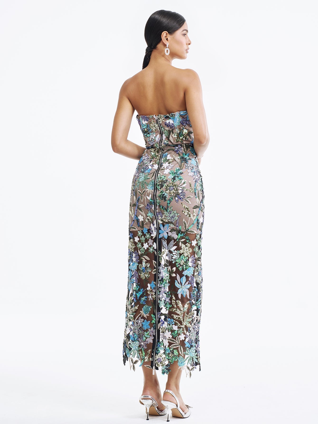 Sequin Embroidered Strapless Gown - Sparkling & Elegant