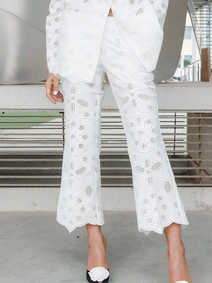 Lace Flower Suit Flared Pants Set