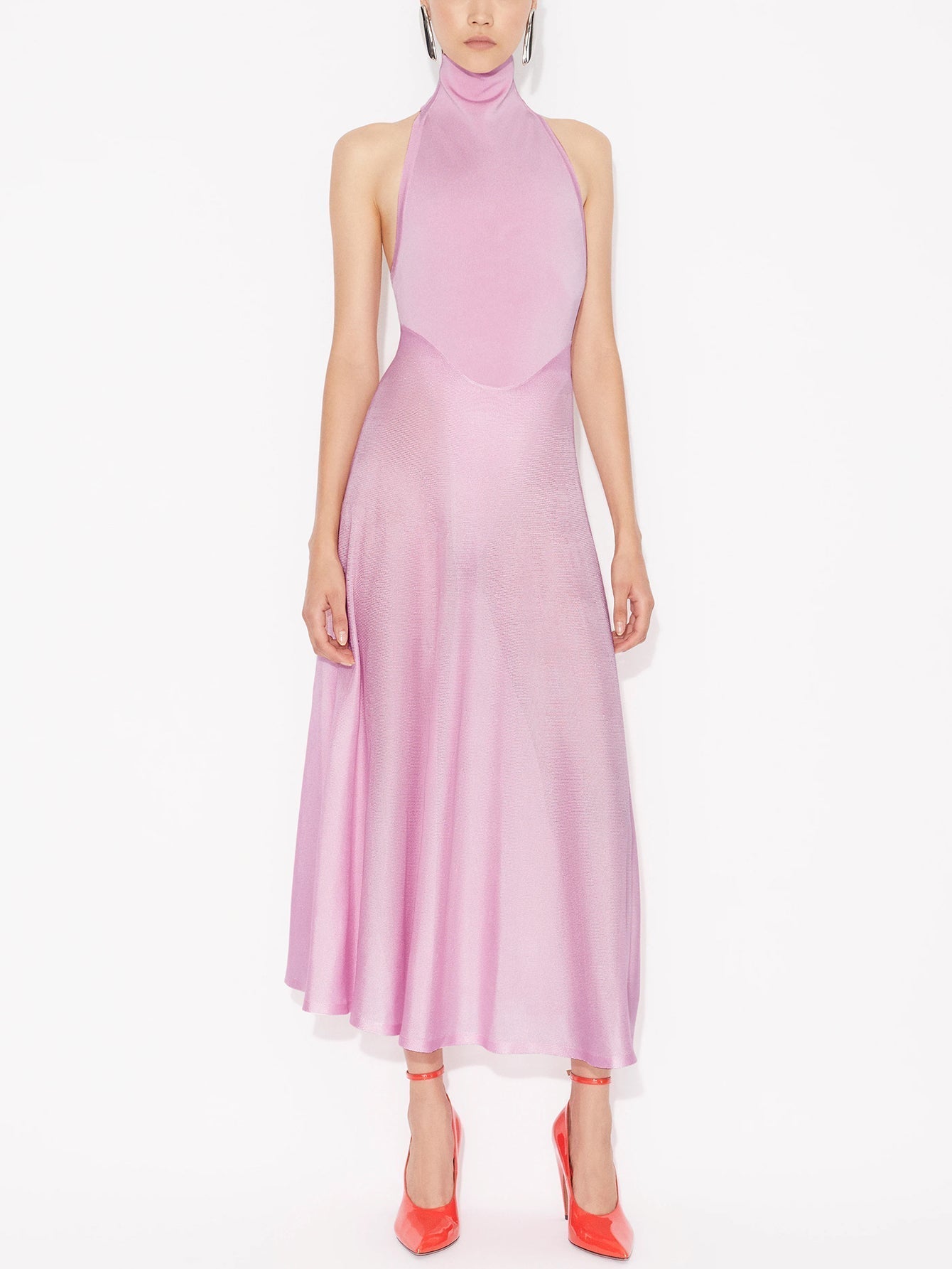 Pink Halterneck Midi Dress - Flattering & Versatile