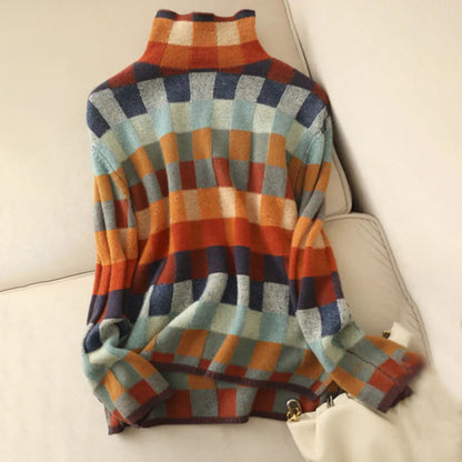 Colourful Plaid Knit Sweater