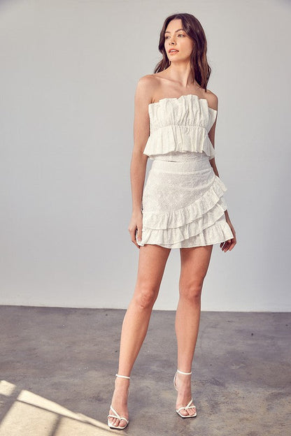 LAUREN EYELET RUFFLE SKIRT