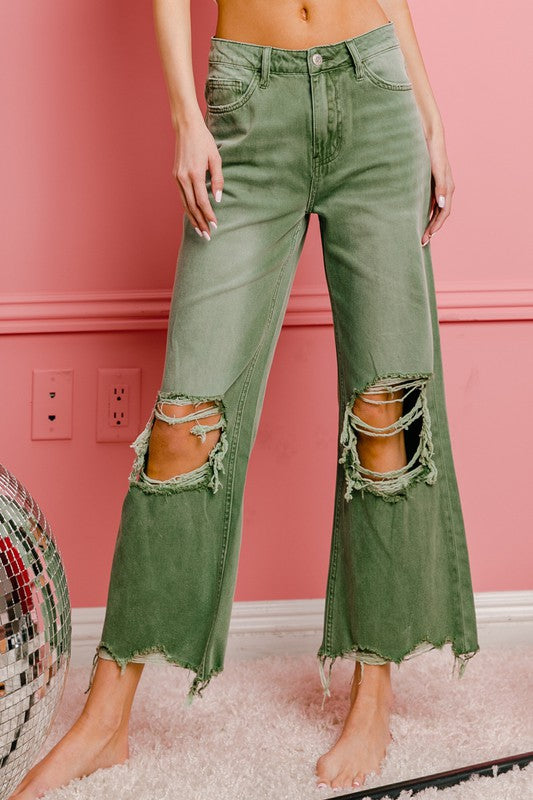 MIA DISTRESSED VINTAGE WIDE LEG PANTS