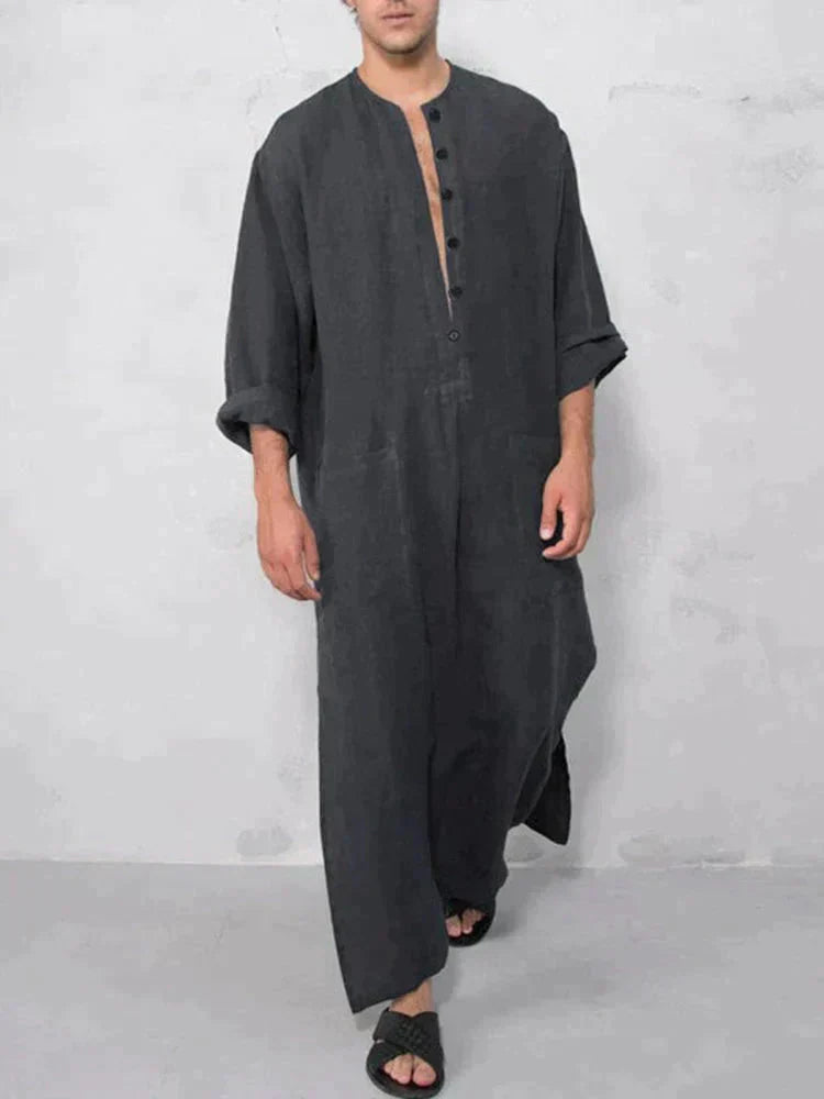 Long Cotton Linen Style Slit Shirt