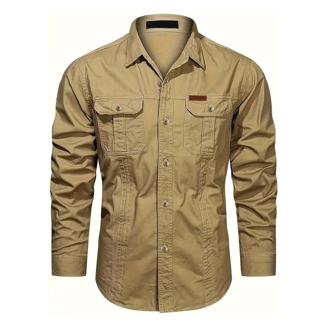 AdaptiveFit Cotton Cargo Shirt - Tailored for Men