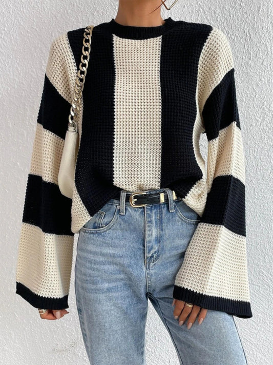 LAUREN STRIPED MOCK NECK LONG SLEEVE