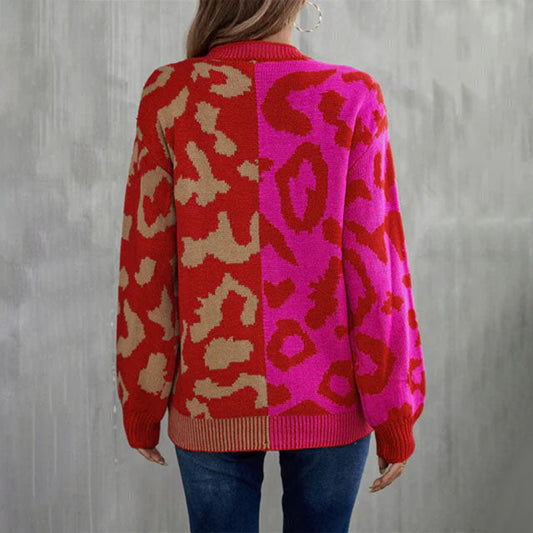 Casual Leopard Patchwork Sweater