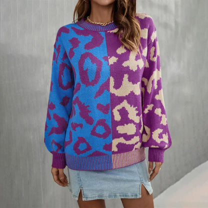 Casual Leopard Patchwork Sweater