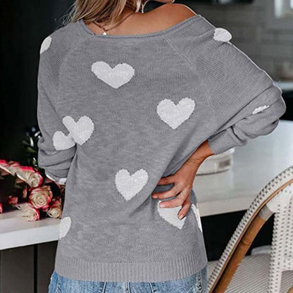 Heart Pattern Knit Sweater