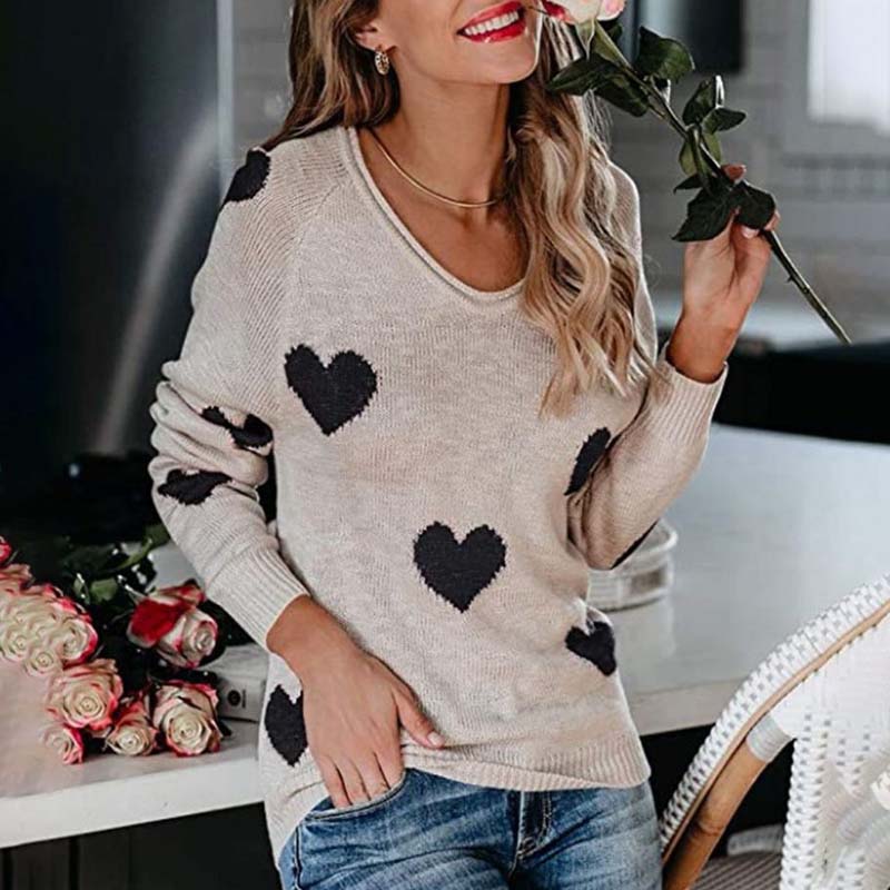 Heart Pattern Knit Sweater