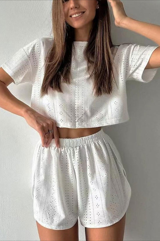 GIA EYELET CROP SET