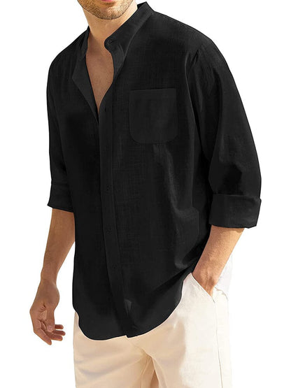 Cotton Linen Beach Button Down Shirt with Pocket (US Only)