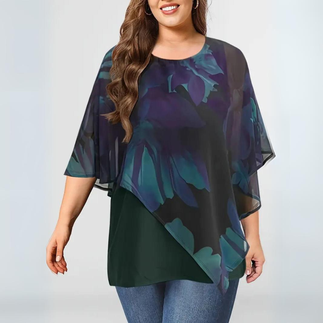 Carissa - Elegant Flowy Crew Neck Top