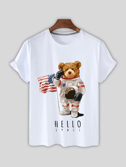 T-Shirt with Bear Print and NASA Shorts