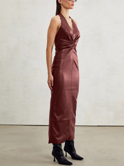 Sleek Halter Neck Maxi Dress