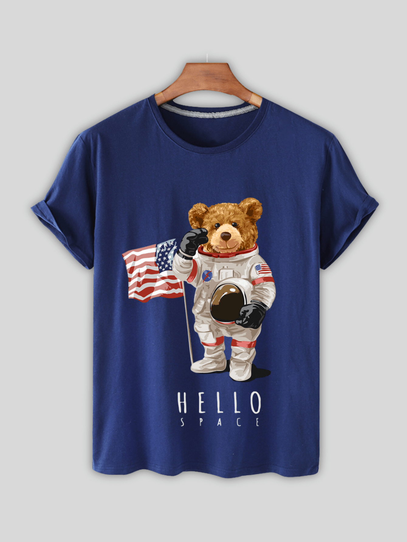 T-Shirt with Bear Print and NASA Shorts