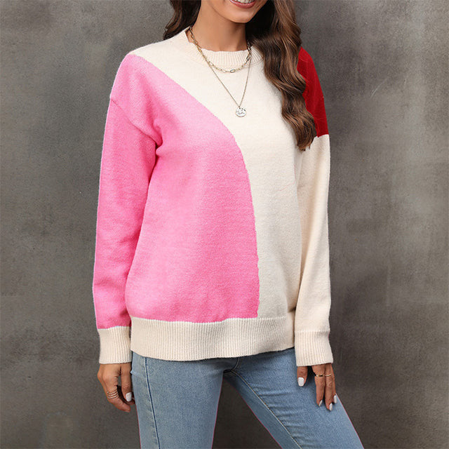 Contrast Color Casual Sweater