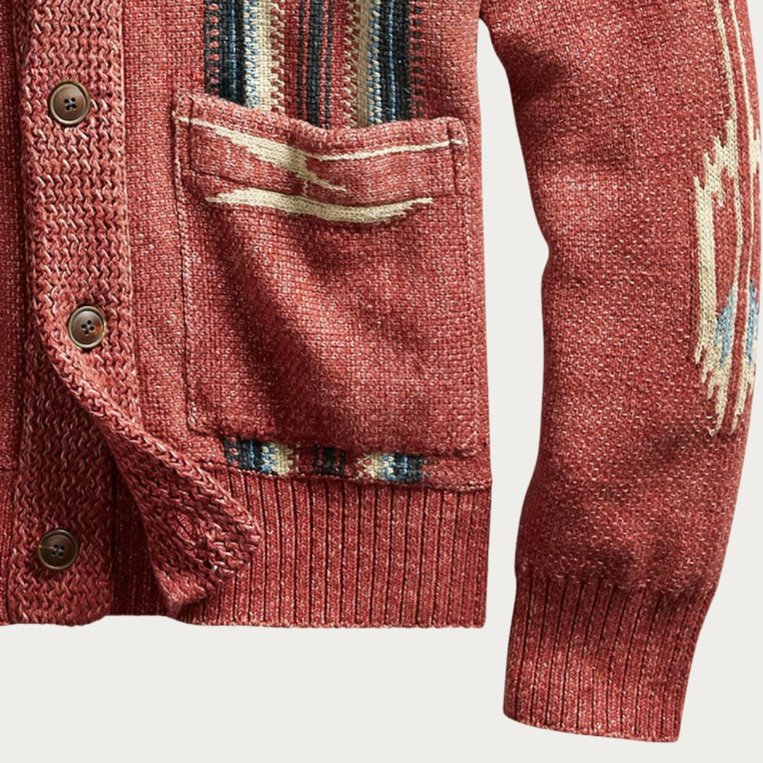 Richard - Vintage Lapel Jacquard Knit Cardigan