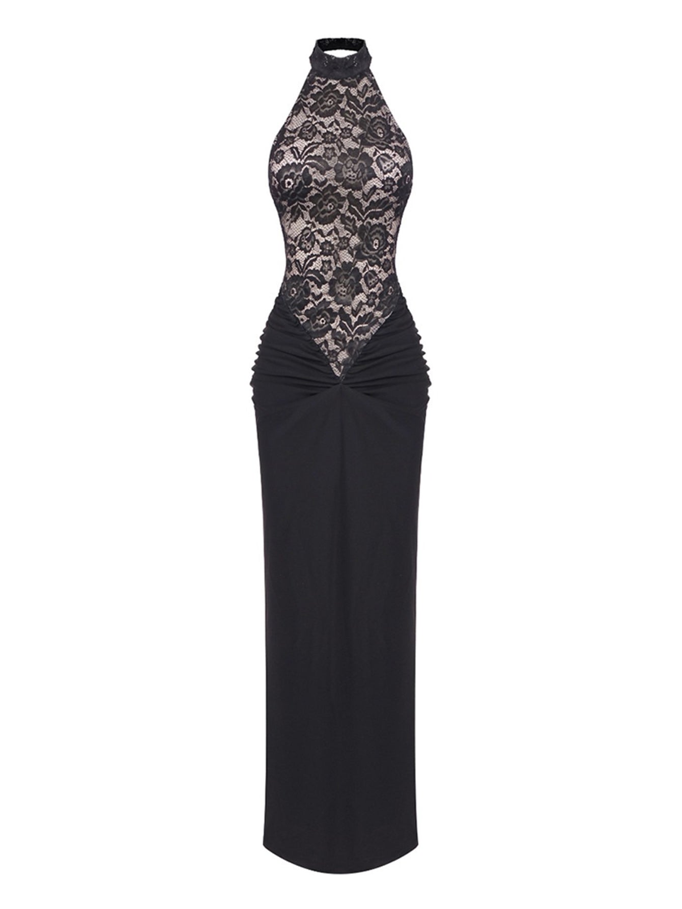 Elegant Lace Halter Long Gown