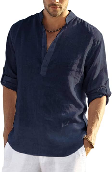 Cotton Linen Style Henley Shirt (US Only)