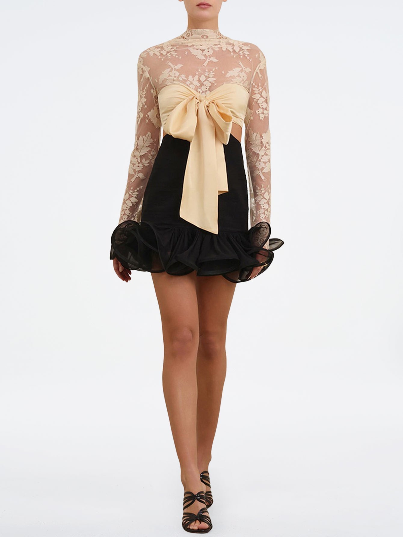 Elegant Sheer Lace Mini Dress