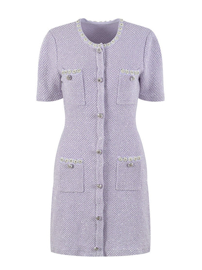 Elegant Vintage Tweed Mini Dress