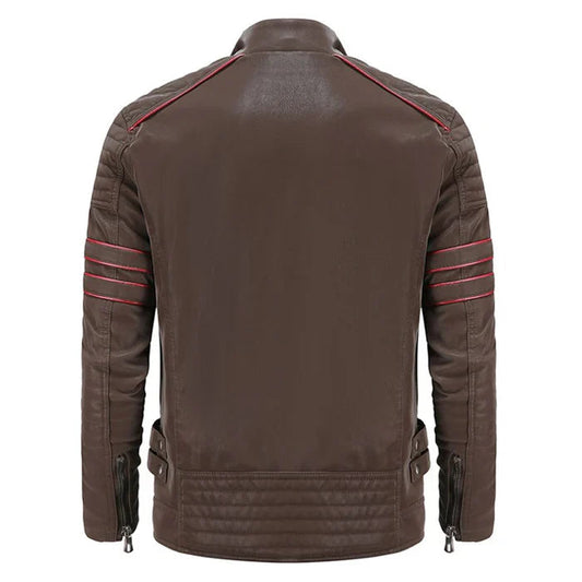 Motorcycle men's leather jacket, robust and stylish