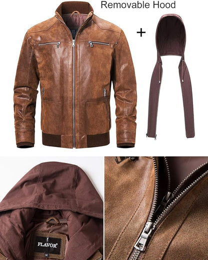 Urban Drift Leather Hooded Jacket