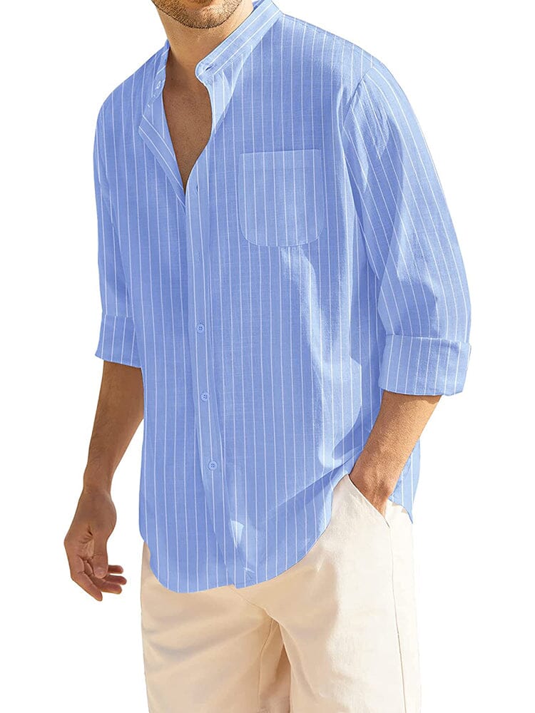 Cotton Linen Beach Button Down Shirt with Pocket (US Only)