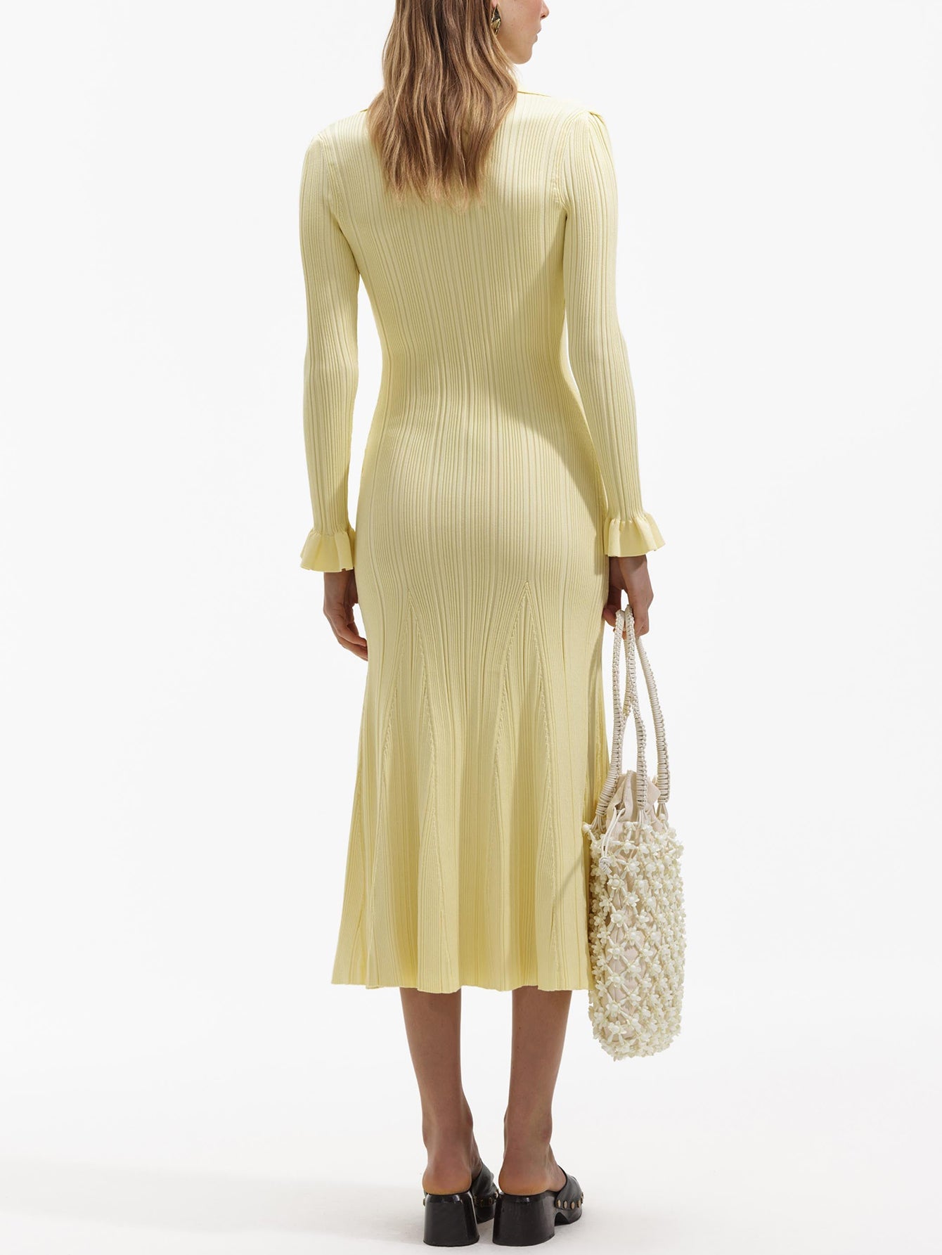 Elegant Ribbed Button-Front Midi Dress