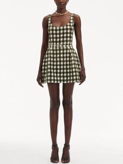 Sleeveless Check Mini Dress