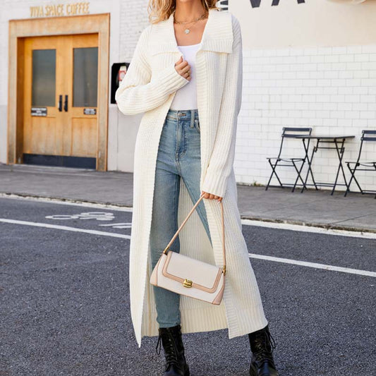 Casual Solid Colour Long Cardigan