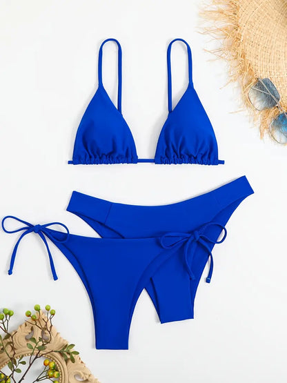 Solid Color 3 Piece Swimsuit