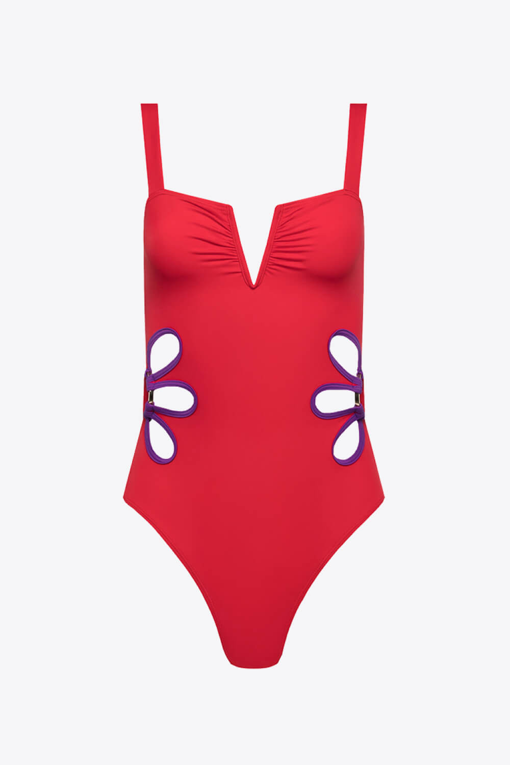 FLORAL CUTOUT ONE-PIECE SWIMSUIT