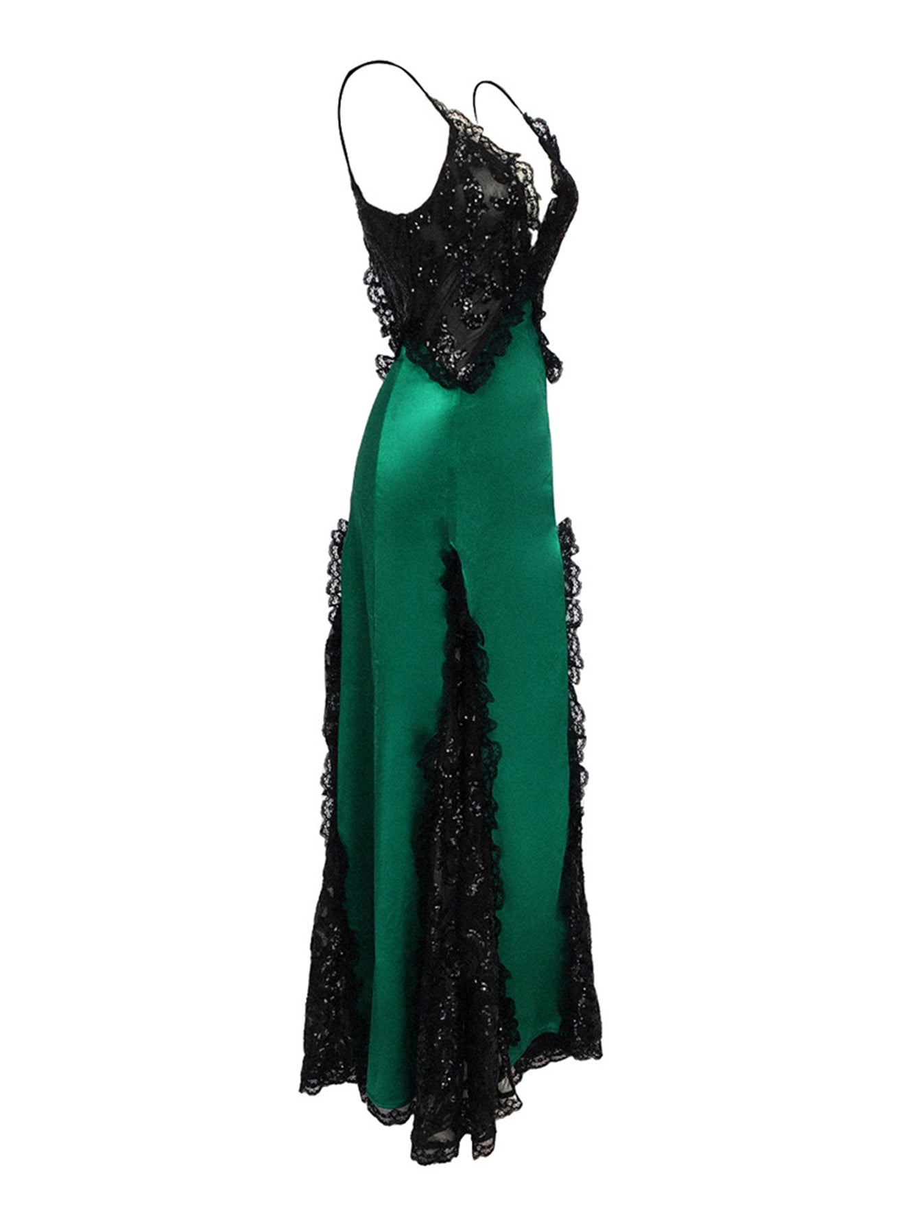 Plunging Neckline Sequined Gown