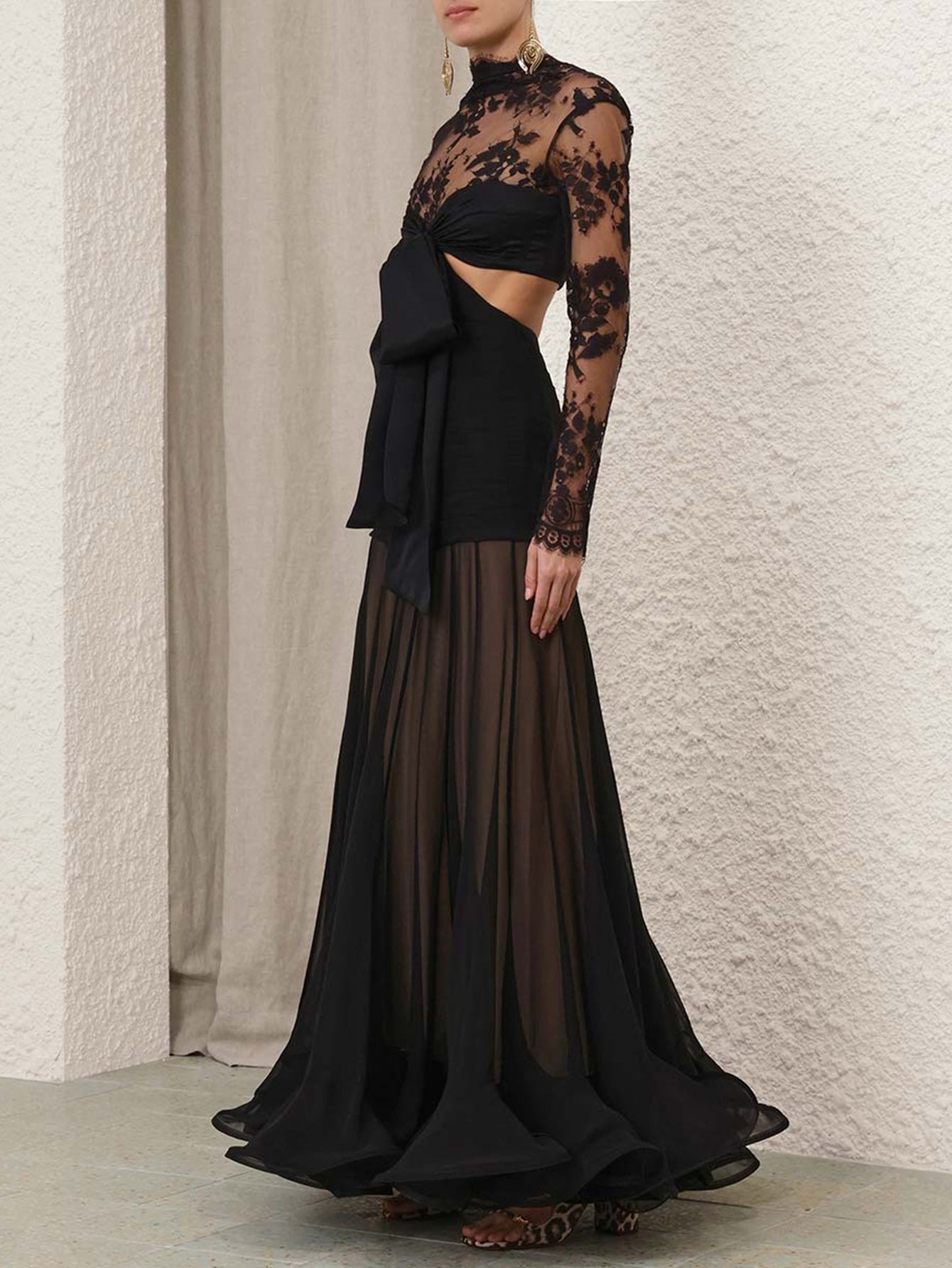 Elegant Lace Cutout Gown