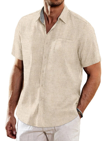 Casual Unique Collar Cotton Linen Shirt (US Only)