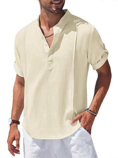 Soft Linen Blend Henley Shirt (US Only)