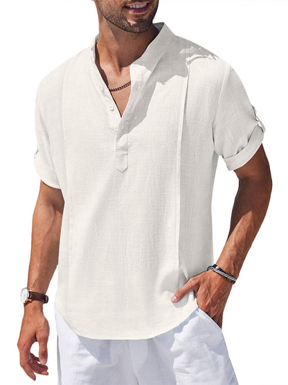 Soft Linen Blend Henley Shirt (US Only)