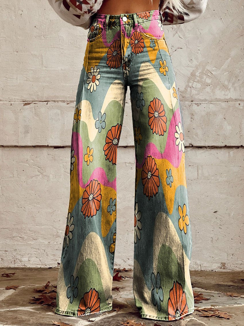 Joanna - Floral Bootcut Trousers