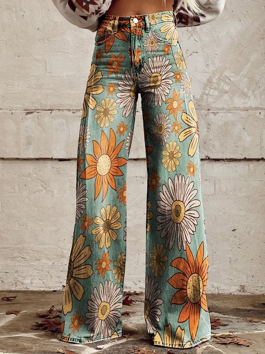 Joanna - Floral Bootcut Trousers