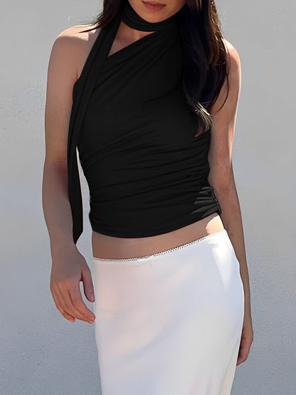 Halter Neck Asymmetrical Top