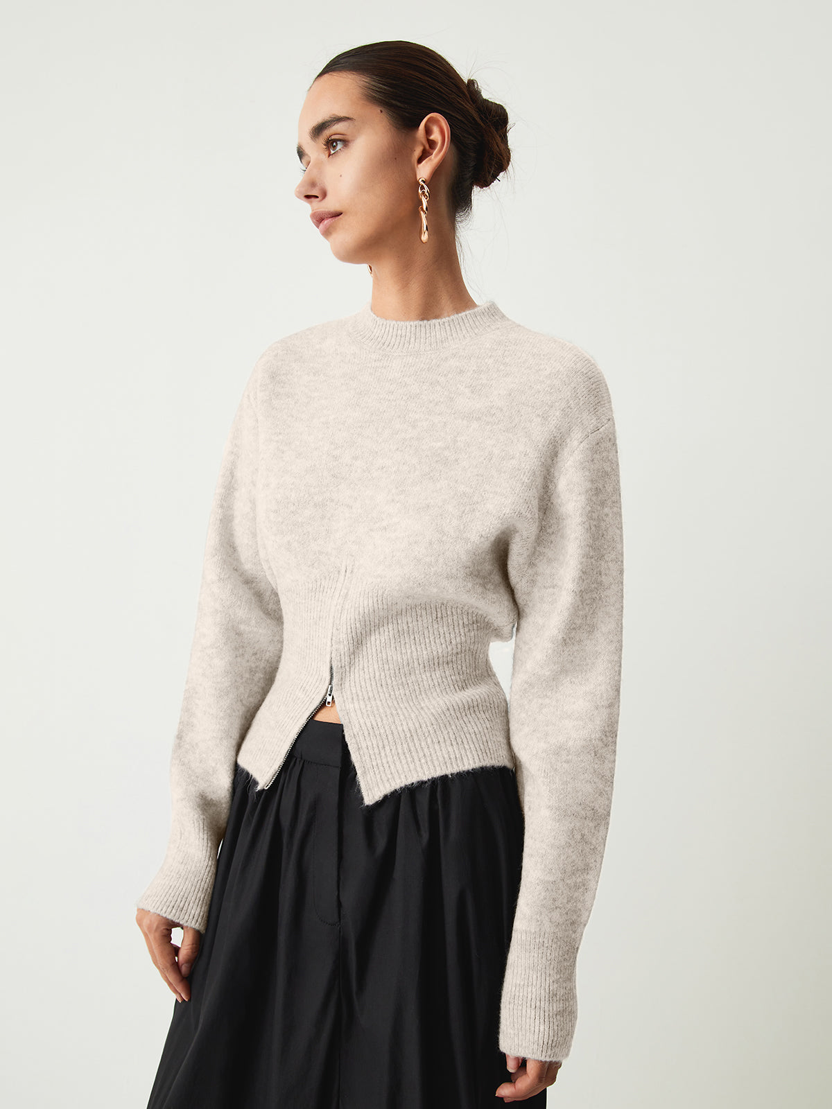 Half Zip Fuzzy Sweater