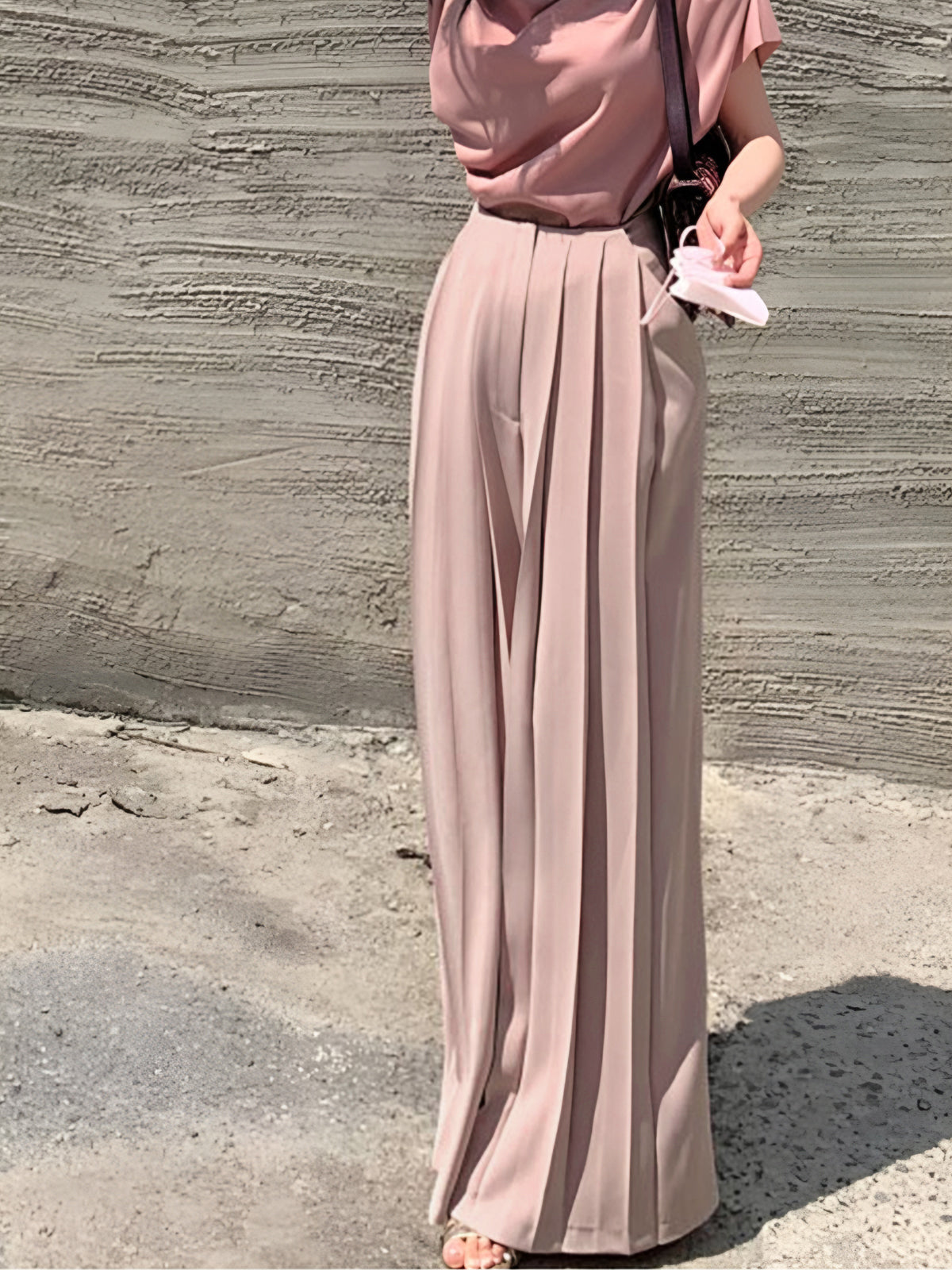 Pleated High Waist Wide Leg Pants