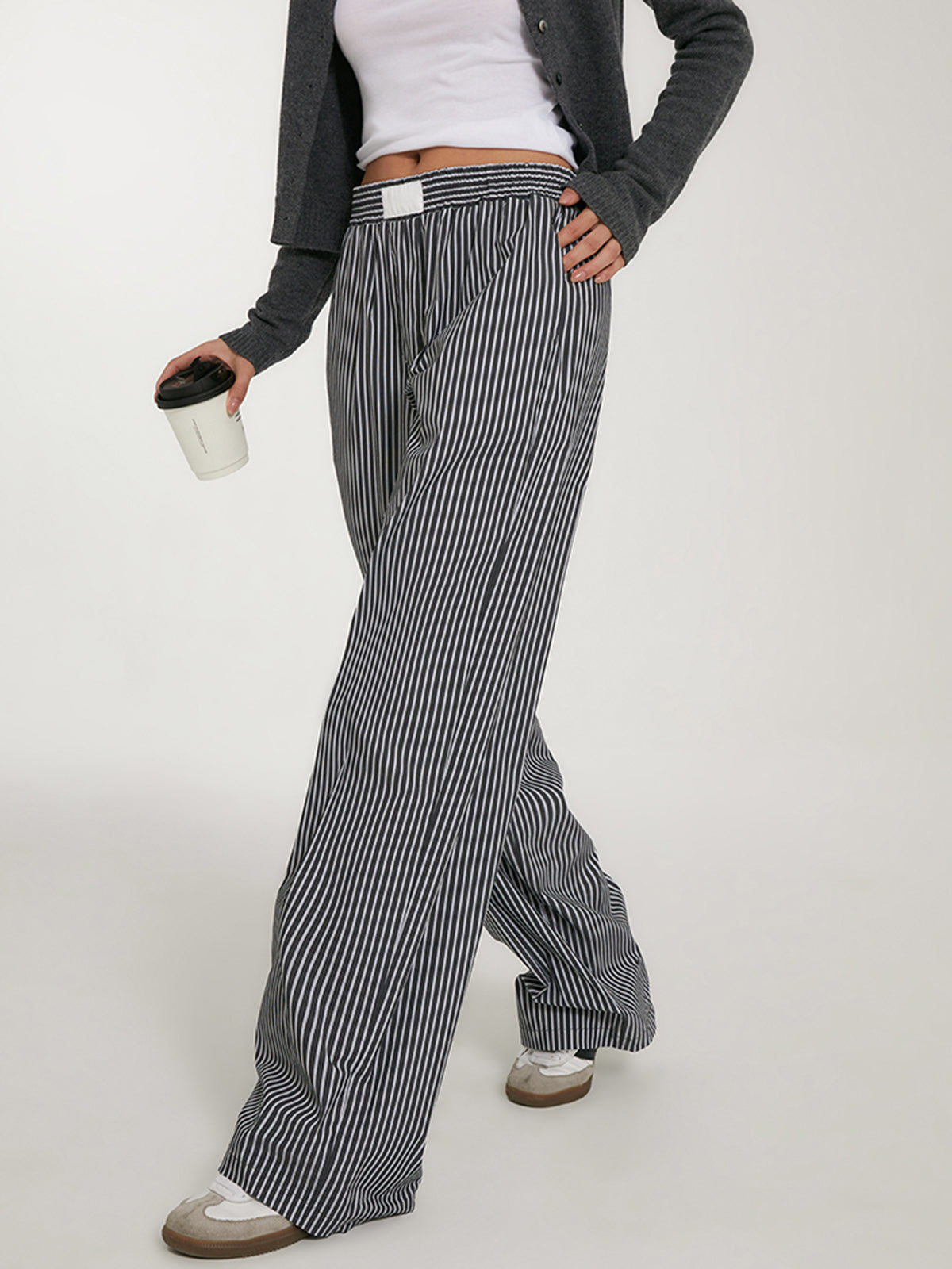 Casual Striped Wide Leg Pants