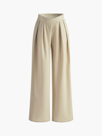 Casual Pleated Wide Leg Pants