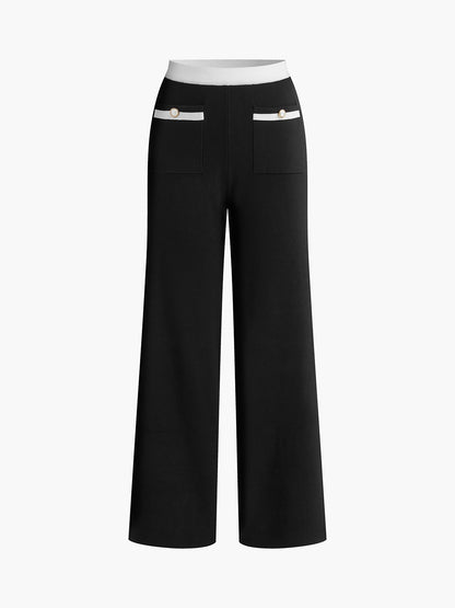 Contrast Trim Pockets Sweater Pants