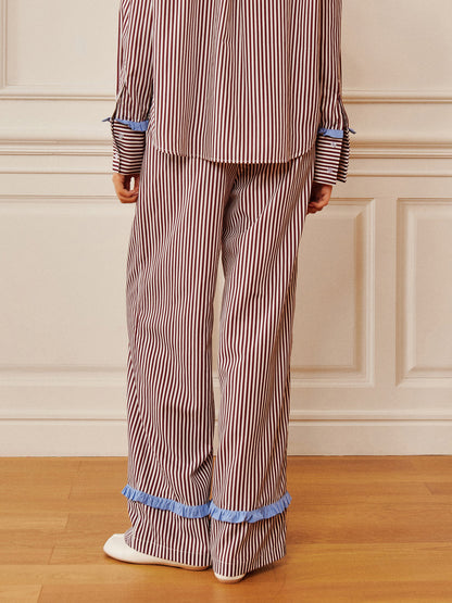 Pinstripe Ruffle Bow Pants