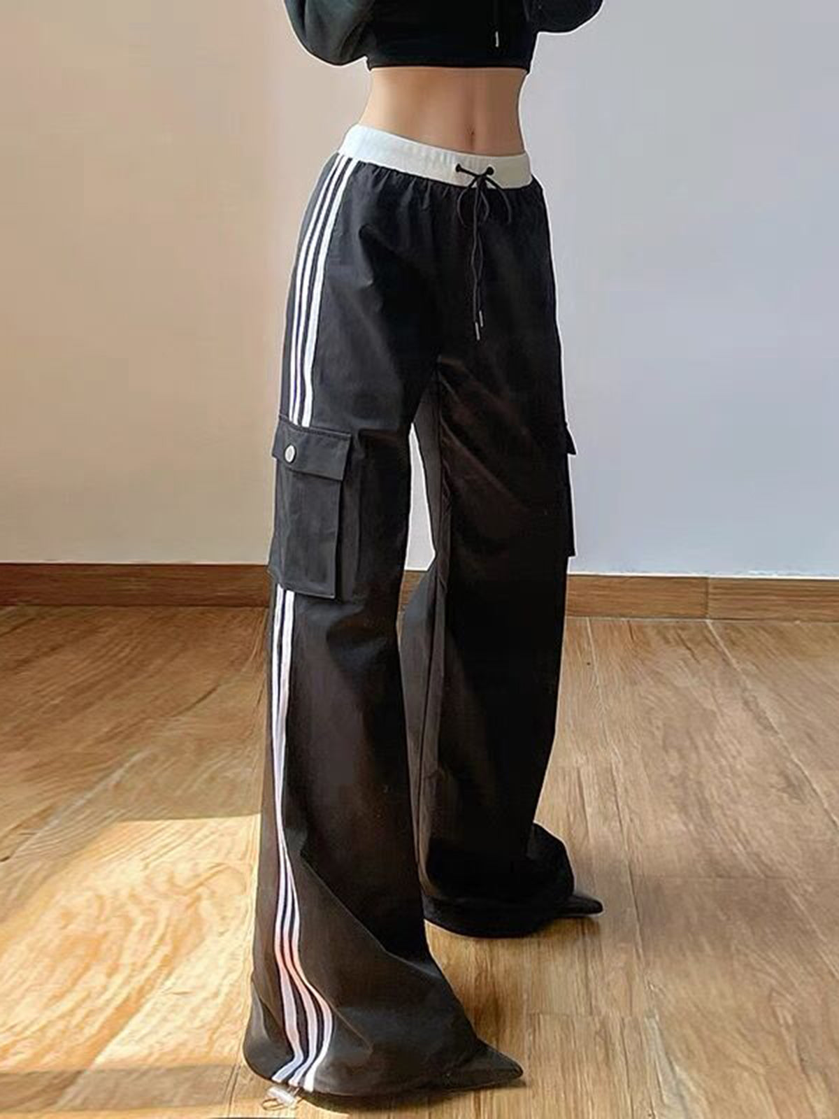 Striped Patchwork Drawstring Pants